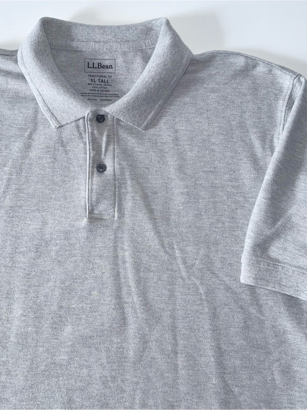 LL Bean Men's XLT Polo Shirt Gray Cotton Traditional Fit Golf Casual